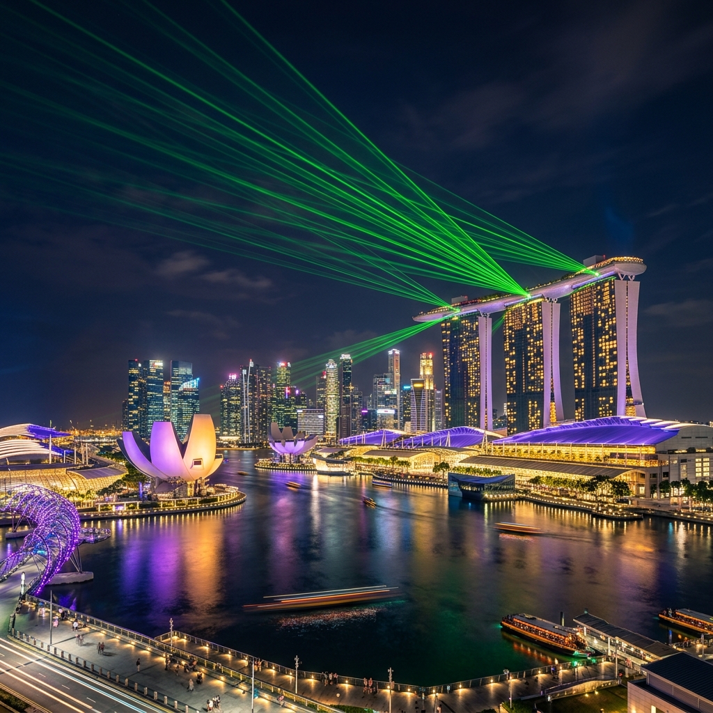 Marina Bay Sands Night Laser View Marina Bay Sands Night Laser View