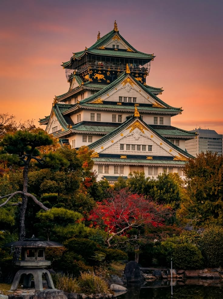 Universal Studios Japan globe landmark at night in Osaka