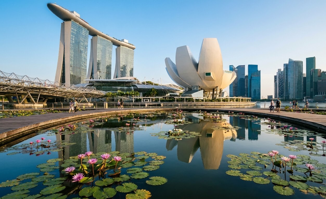 ArtScience Museum Lotus Exterior and Lily Pond ArtScience Museum Lotus Exterior and Lily Pond