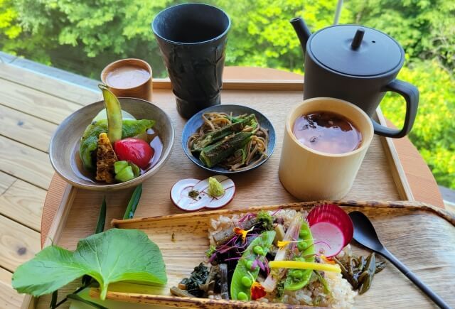 Traditional Zen Buddhist Shojin Ryori plant-based vegetarian food tray in Kyoto