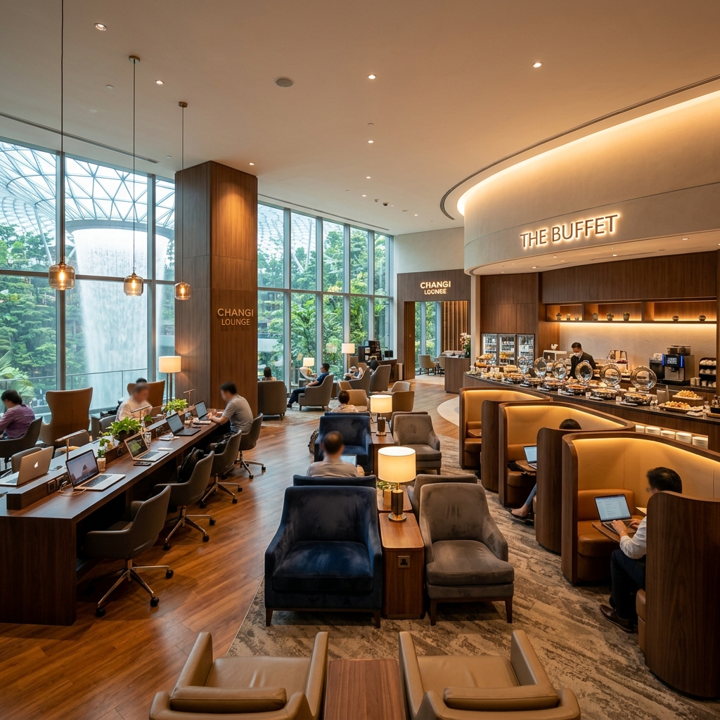 Changi Lounge landside traveler lounge and seating area at Jewel Changi Changi Lounge landside traveler lounge and seating area at Jewel Changi