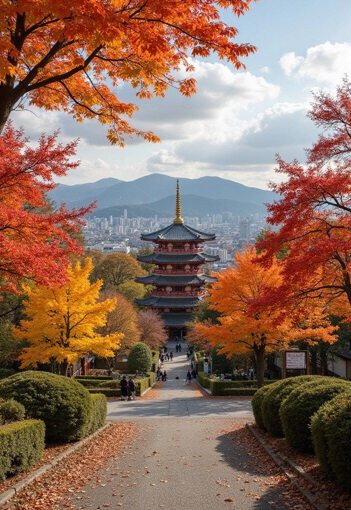 Kyoto pagoda skyline scenic view at sunset